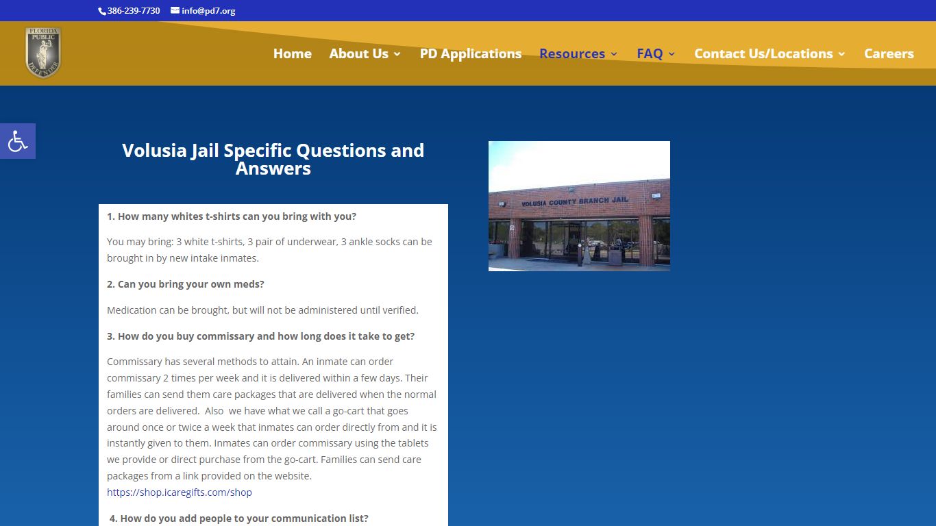 Volusia Jail Specific Q&A | Public Defender 7th Judicial Circuit